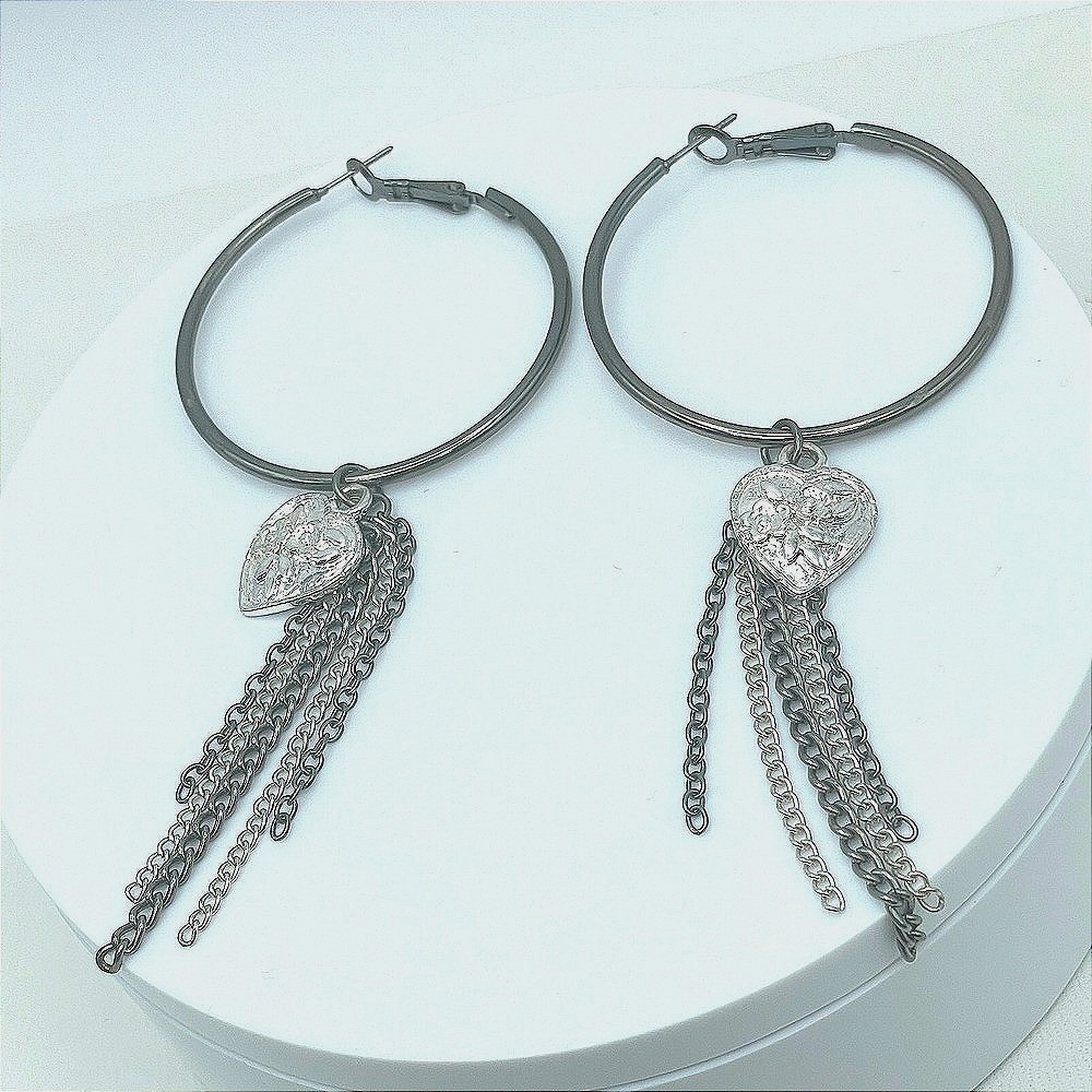 Vintage 90s Silver Tone Mesh Wrap Hoop Earrings Fashion Women's Classic Jewelry